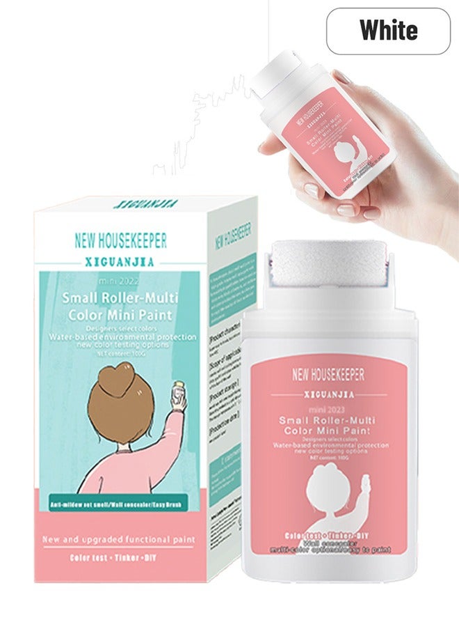 XIGUANJIA Small Roller-Multi Color Mini Paint, Portable DIY Decoration Wall Repair Roller Latex Paint, Fill Quick, Water Proof Removing Wall Stains, Environmentally Friendly White Latex Paint - 100G - Image 1