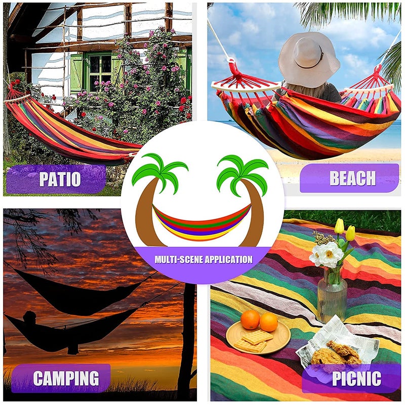 TGOPIT هاموك TGOPIT مزدوج لشخصين من قماش القطن للهاتف المحمول للحديقة والشرفة والحديقة الخلفية والتخييم، هاموك قابل للطي مع حقيبة حمل أحمر 200 × 150 سم - Image 5