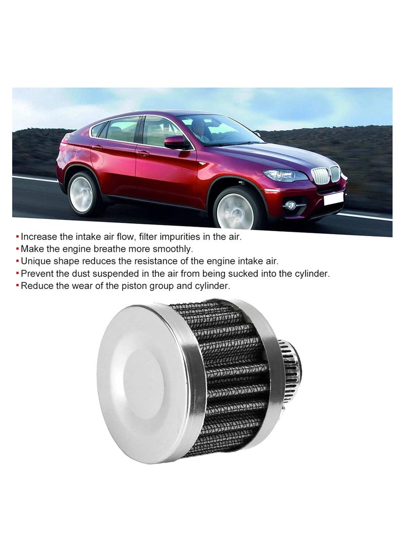 WINCA Air Filter 12mm/ 0.47″ Mini Air Intake Filter Vent Crankcase Breather Universal Car Accessory Air Intake Breather (Silver) - Image 3