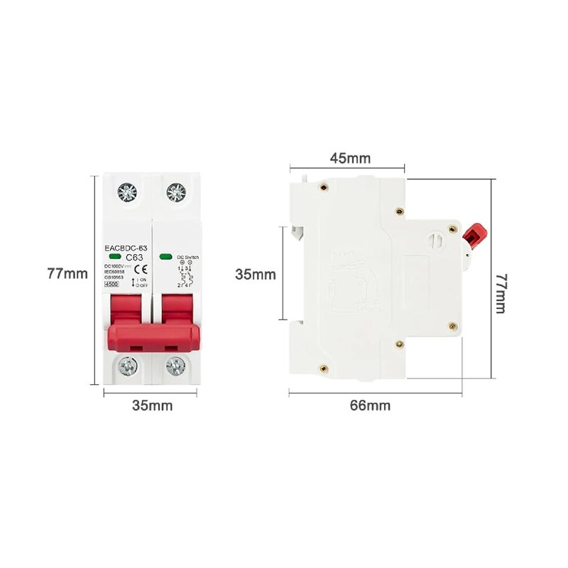 25A Solar Circuit Breaker 2P DC 1000V Photovoltaic MCB PV Switch Overload Protection - Image 5