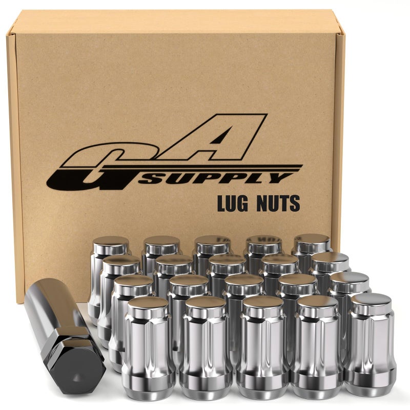 GAsupply 12x1.5 Lug Nuts Spline, Closed End Chrome Acorn Tuner Lug Nuts 1.38" 35mm Tall Conical Seat 60 Degree for Aftermarket Wheels, Pack of 20+1 Spline Tuner Socket Key - Image 1