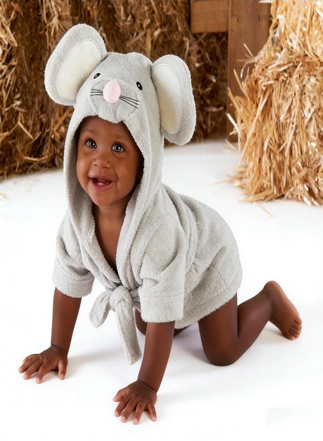 SZCQ روب استحمام للأطفال الرضع، روب استحمام للأطفال بغطاء رأس، مناشف استحمام للبنات، روب استحمام للأطفال الخدج، منشفة أطفال حديثي الولادة، تيري، من 0 إلى 18 شهرًا (رمادي، صغير) - Image 3