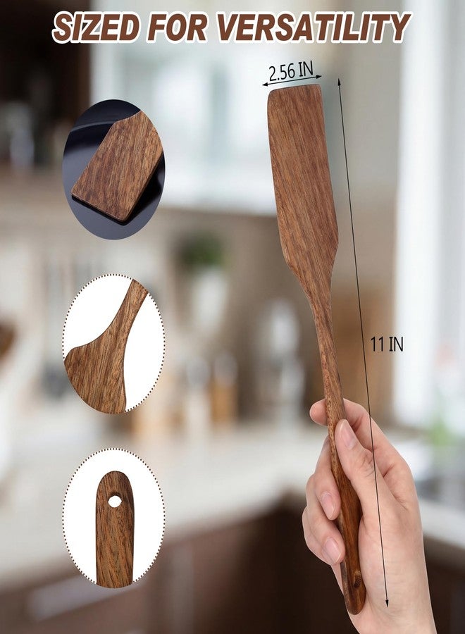 Sieral 20 Pcs Wooden Spatulas Bulk, 11 Inches Natural Acacia Wooden Spatulas with Comfortable Handle, Hard Texture Utensils for Cooking Frying Baking Kitchen Wedding Gifts - Image 3