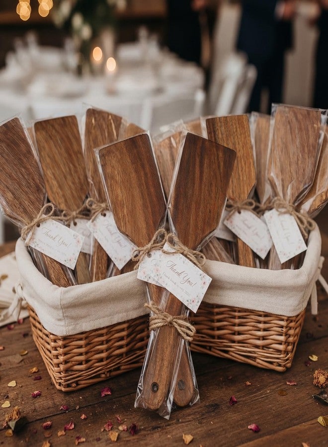Sieral 20 Pcs Wooden Spatulas Bulk, 11 Inches Natural Acacia Wooden Spatulas with Comfortable Handle, Hard Texture Utensils for Cooking Frying Baking Kitchen Wedding Gifts - Image 5