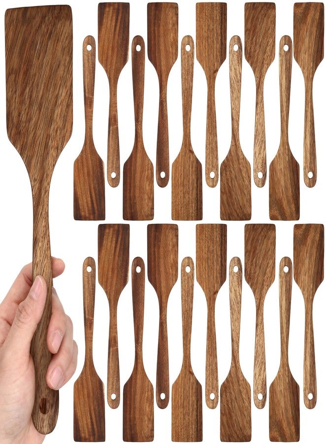 Sieral 20 Pcs Wooden Spatulas Bulk, 11 Inches Natural Acacia Wooden Spatulas with Comfortable Handle, Hard Texture Utensils for Cooking Frying Baking Kitchen Wedding Gifts - Image 1