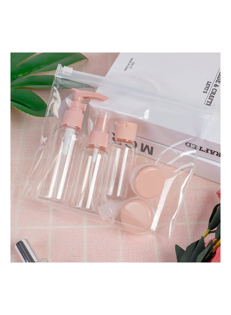 Travel bottle set for travel air travel bottling, leak proof refillable toiletry liquid container with storage bag for liquids, makeup and toiletries