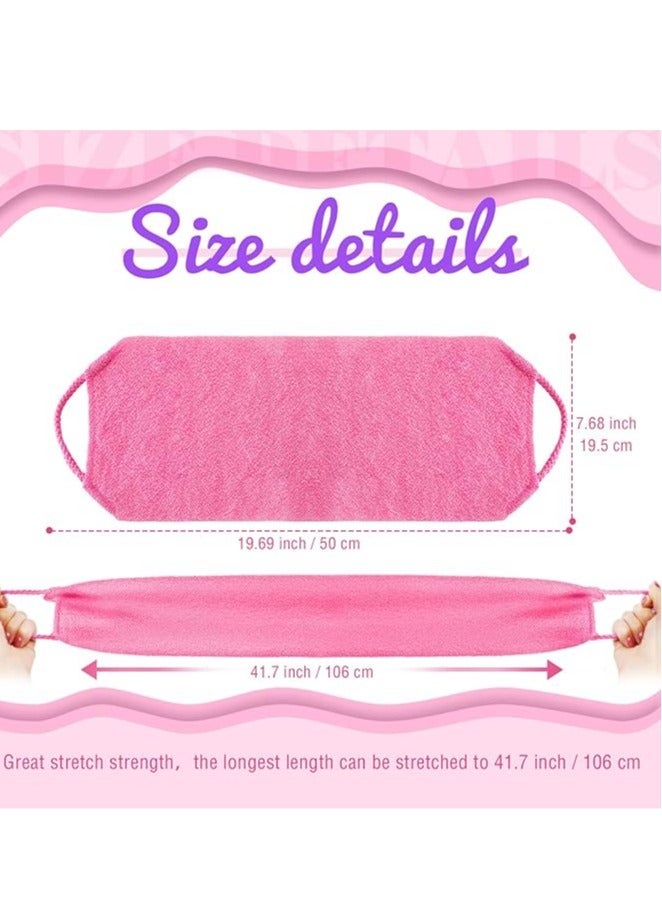 قطعتان من مقشر الظهر للاستحمام للنساء، مقشر للظهر بمقابض، منشفة مقشر للجسم، مقشر للظهر من النايلون، منشفة غسيل لإزالة الجلد الميت (وردي وأرجواني) - Image 3