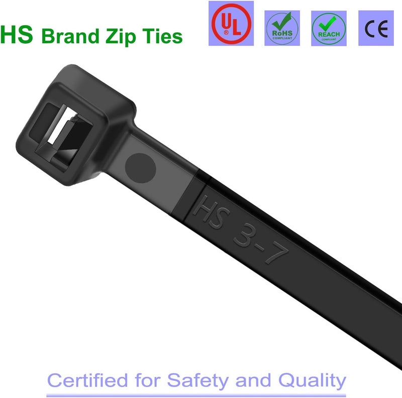 HS Wide Wire Ties Heavy Duty 17 Inch 100 Pcs 200 Pounds Strength,Black Zip Tie Straps Large UV Nylon Cable Zap Wraps Long,Outdoor Purpose - Image 4