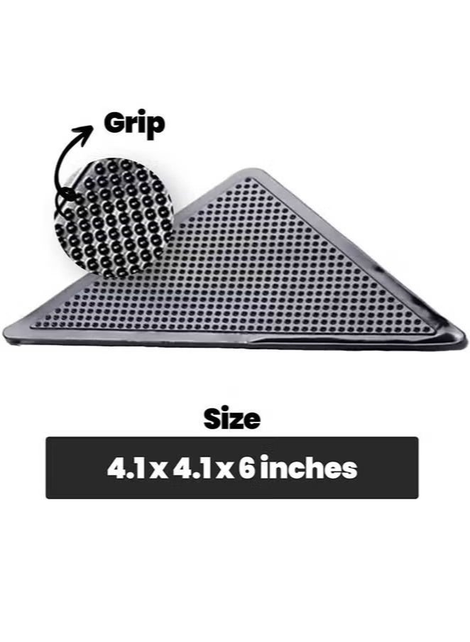 Carpet Stickers (4 Pcs), Anti Slip Rug Holder Reusable Washable Rug Stickers for Area Rugs, Dual Sided Adhesive Rug Stopper Keep Corners Flat (Black) - Image 5