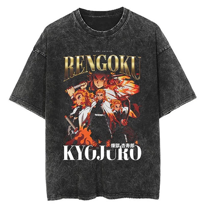 Anime T-Shirt Vintage Washed T-Shirt Men Unisex High Street 20 - Image 1