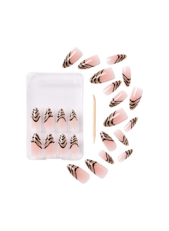 Trendy False Nails Kit, Long Almond Shape Design Nail, Elegant Nude Stripes Print, Ready To Wear Gel & Manicure Stick Included, Long-Lasting Convenient & Easy To Apply - pzsku/Z0C286BA6A6F02F25A4EAZ/45/_/1730894738/3ec02642-37c9-4622-9523-02b68bbdb814