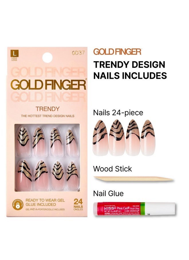 Trendy False Nails Kit, Long Almond Shape Design Nail, Elegant Nude Stripes Print, Ready To Wear Gel & Manicure Stick Included, Long-Lasting Convenient & Easy To Apply - pzsku/Z0C286BA6A6F02F25A4EAZ/45/_/1730894744/b98a6a29-9276-46d6-beee-ee22927d81eb