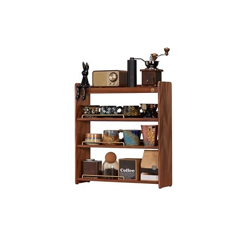 KAOTGOT Wooden Cup Holder 4 Tier Walnut Wooden Shelf Organizer Coffee Station Organizer for Kitchen Home - Image 1