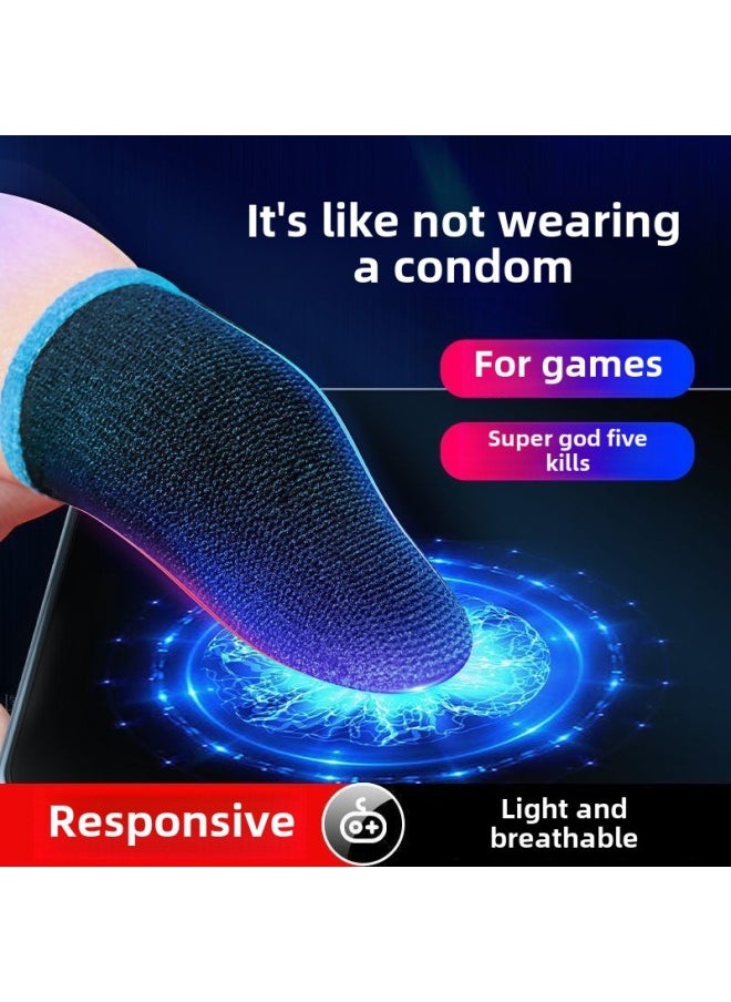 Generic Explosions Game Finger Sleeve Chicken Eating Artifact King E-sports Finger Sleeve Touch Screen Breathable Sweat-proof Hand Swim Finger Sleeve-Product Color:Carbon Fiber Black And Yellow Bare Metal Single  - Image 2