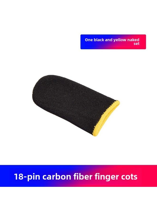 Generic Explosions Game Finger Sleeve Chicken Eating Artifact King E-sports Finger Sleeve Touch Screen Breathable Sweat-proof Hand Swim Finger Sleeve-Product Color:Carbon Fiber Black And Yellow Bare Metal Single  - Image 1