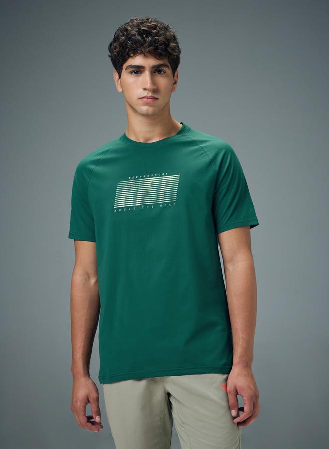 Technosport Men Typography Print Slim Fit T-Shirt - Image 1