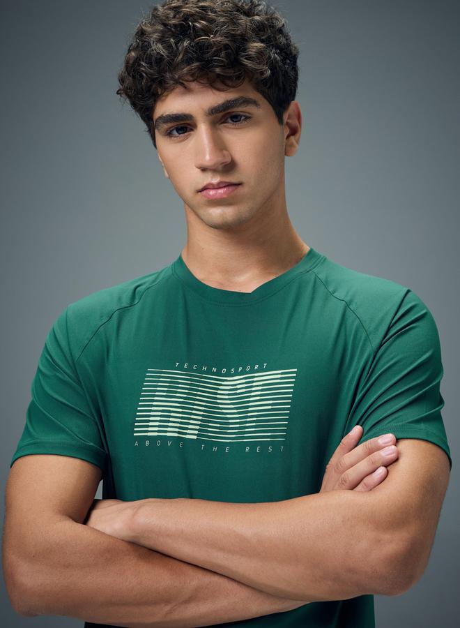 Technosport Men Typography Print Slim Fit T-Shirt - Image 2