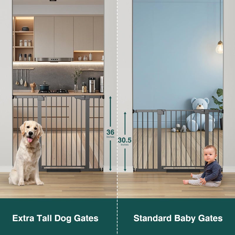 Cumbor 36" Extra Tall Baby Gate for Stairs, 29.7-48" Wide Dog Gates for Doorways, Auto Close Safety Gate for Babies and Pets, Easy Install, Pressure Mounted, Fits Doorways, Stairs, Entryways, Black - Image 3