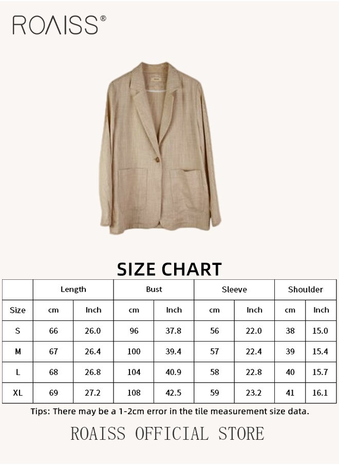 Casual Thin Linen Blazer Top for Women Long Sleeve Lightweight Spring Summer Loose Fit Style Jackets Ladies British Style Breathable Suit Jacket for Daily Commute Wear or Office - pzsku/Z0C28A2F90644F6B30841Z/45/_/1720521049/c8648854-d963-4ac3-b0f0-f59d62b1771d