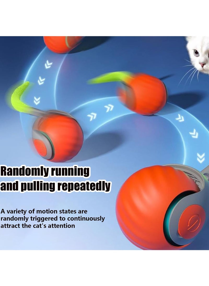 Generic - Speedy Tail 2.0,Speedy Tail Cat Toy,2025 New Generation Interactive Cat Toy,Interactive Cat Toys for Indoor Cats,Automatic Moving Cat Toy Ball with Tail (Orange) - Image 1