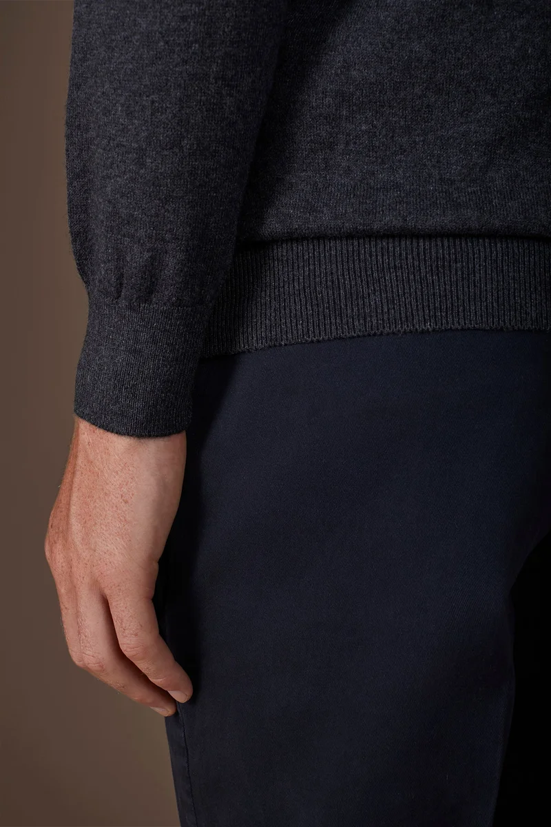Doppelganger Grey Men's regular fit crew neck jumper in wool and cotton - Anthracite for Men | Best Price UAE