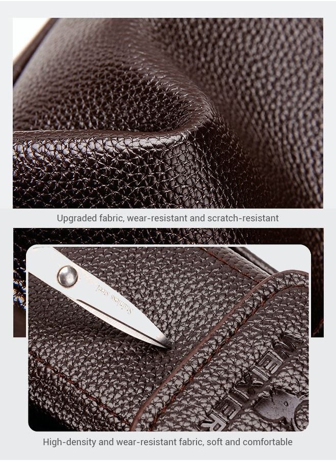 roaiss - Business Messenger Shoulder Bag PU Leather Retro Chic Handbag Casual Portable Zipper Crossbody/Shoulder Bag Husband Gift for Men Travel Work Office Dark Brown - Image 1