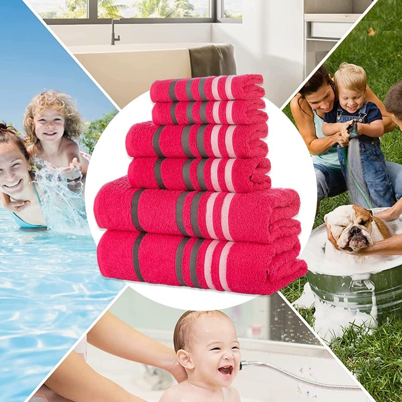 CASA COPENHAGEN Casa Copenhagen Exotic Collection 2.O, 100% Super Soft Cotton 6 Piece Towel Set, Includes 2 Bath Towels 2 Hand Towels 2 Washcloths -Pink  - Image 2