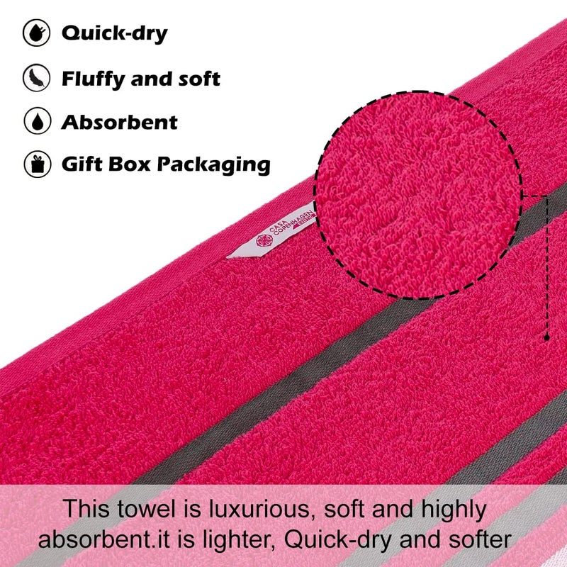 CASA COPENHAGEN Casa Copenhagen Exotic Collection 2.O, 100% Super Soft Cotton 6 Piece Towel Set, Includes 2 Bath Towels 2 Hand Towels 2 Washcloths -Pink  - Image 4