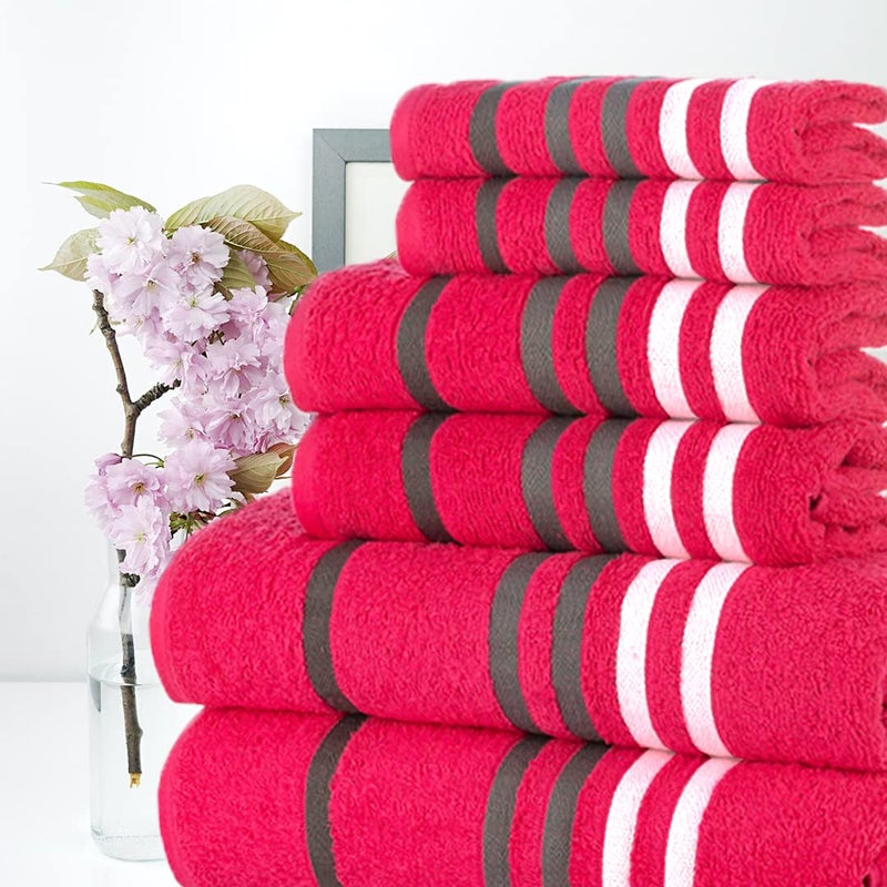 CASA COPENHAGEN Casa Copenhagen Exotic Collection 2.O, 100% Super Soft Cotton 6 Piece Towel Set, Includes 2 Bath Towels 2 Hand Towels 2 Washcloths -Pink  - Image 3