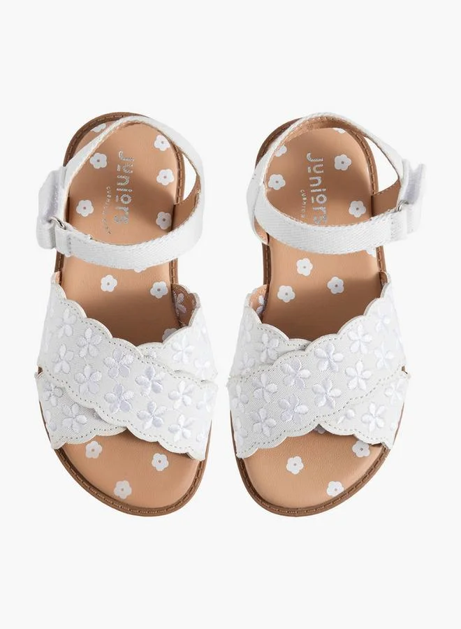 JUNIORS Girls Embroidered Hook & Loop Sandals