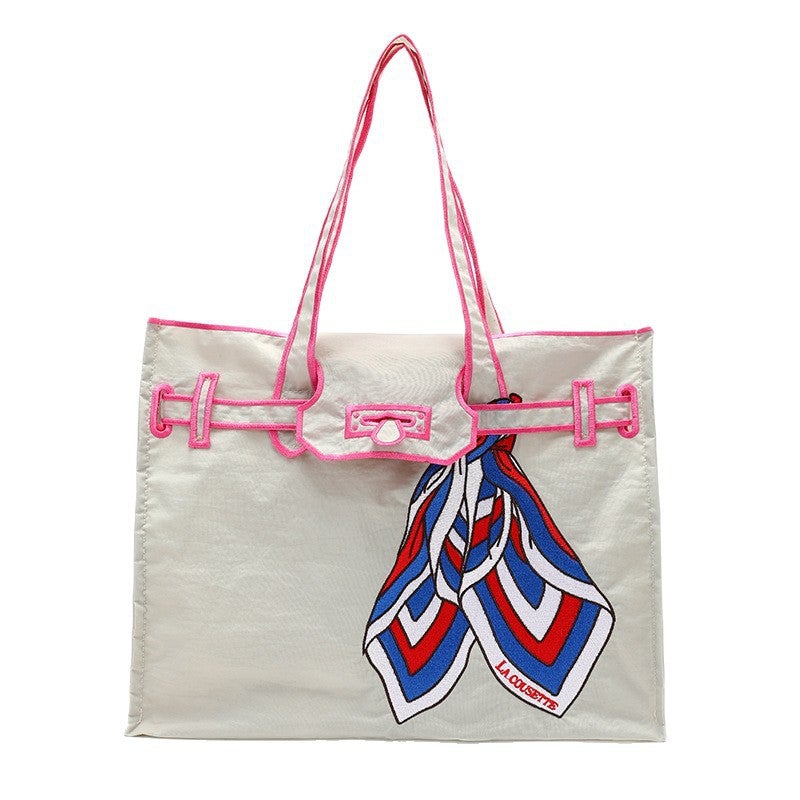 Japanese Embroidery Nylon Tote Bag - Image 5