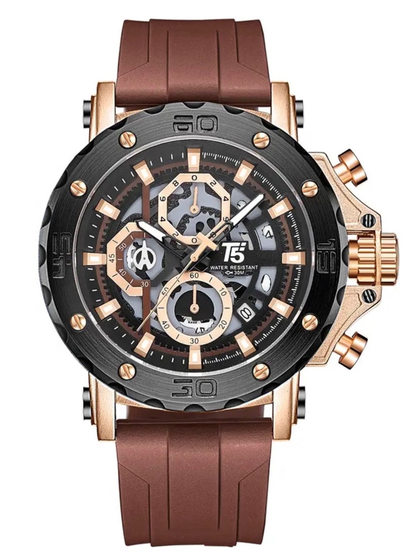 T5 T5 Men's Chronograph Silicone strap Watch  - Image 1
