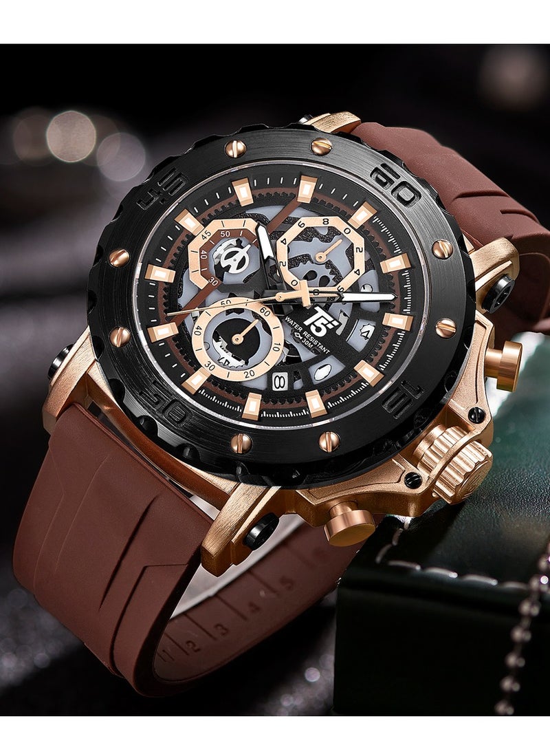 T5 T5 Men's Chronograph Silicone strap Watch  - Image 2