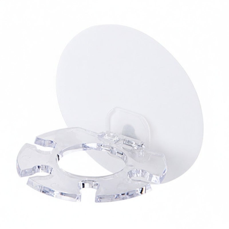 Self-adhesive Disc Toothbrush Holder: White PVC + PS Waterproof 4-slot Compact - Space-saving Disc Toothpaste Organiser for Family Bathroom Countertop Wall Mirror - Image 1