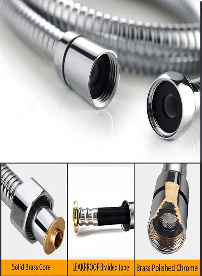 ALTURAS (ABS) Axis Health Faucet 1-Meter Stainless Steel Chrome Finish Rubber Hose Pipe Wall Hook (Set of-2) - Image 3