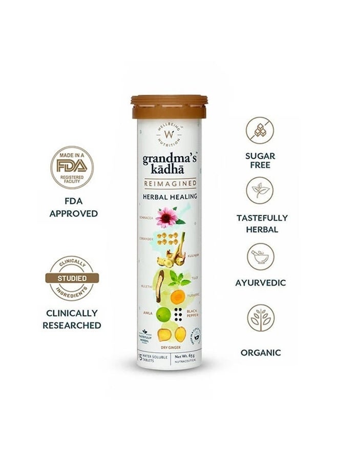 WELLBEING NUTRITION Grandma's Kadha with Ayurvedic Herbs | Cold, Cough & Sore Throat Relief | Tulsi, Amla, Turmeric, Ginger, Mulethi, Adulsa | Immunity Booster for Adults, 15 Effervescent Tablets - Image 5
