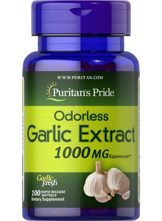 Puritan's Pride Odorless Garlic 1000 mg 100 Softgels Color May Vary