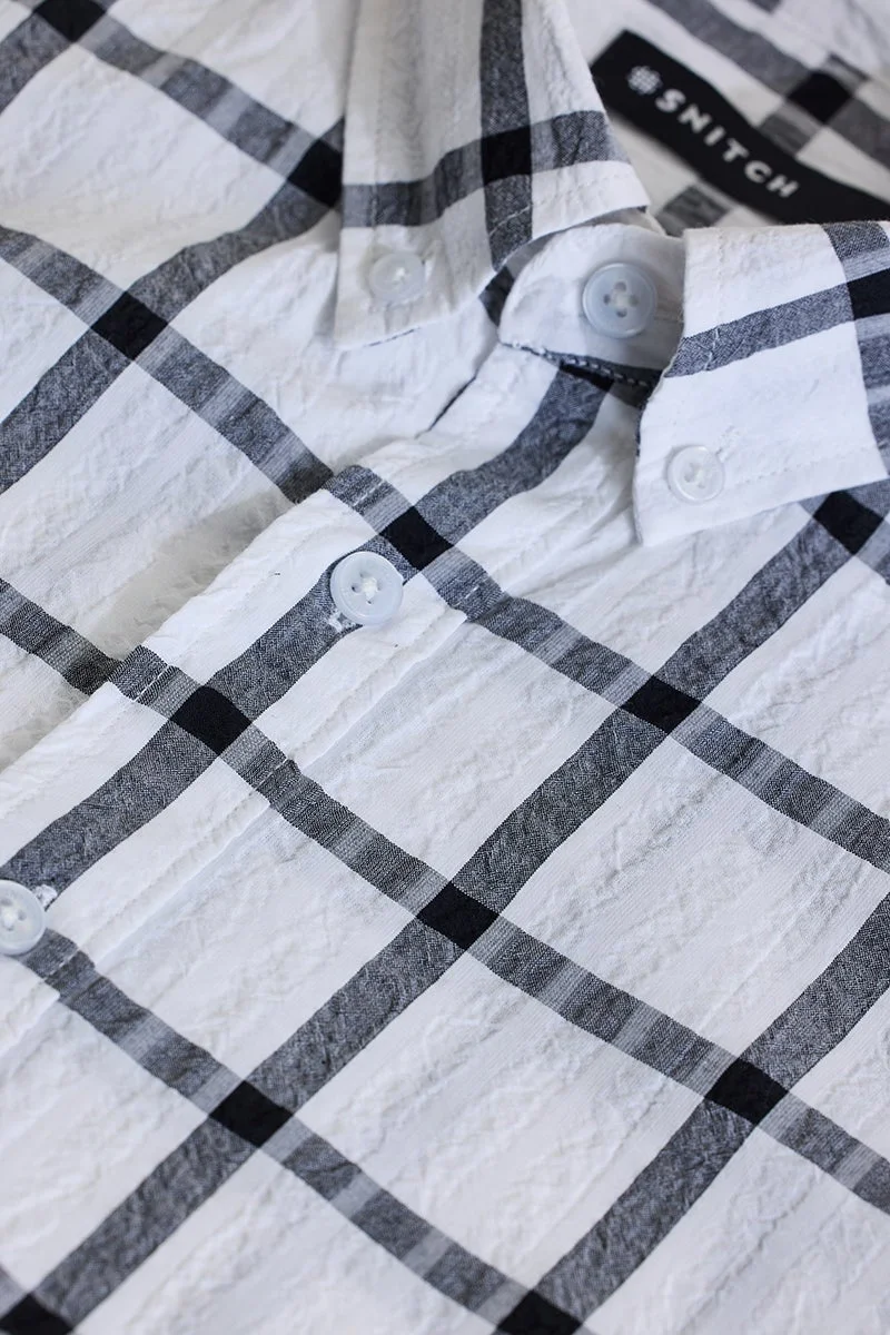 SNITCH White Checks Slim Fit Shirt