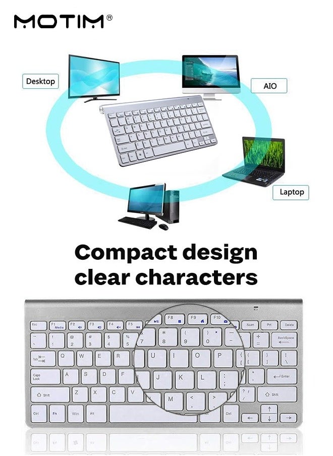 Motim - Slim Wireless Keyboard and Mouse Combo, 2.4G Wireless Keyboard 1200 DPI Mouse, Silent Mute Keyboard Set, Smart Power Saving Design, Optimized Keys - Image 1