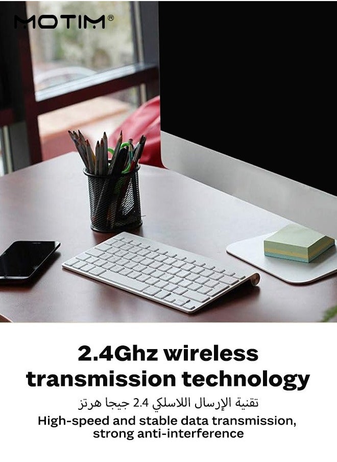 Motim Slim Wireless Keyboard and Mouse Combo, 2.4G Wireless Keyboard 1200 DPI Mouse, Silent Mute Keyboard Set, Smart Power Saving Design, Optimized Keys  - Image 5