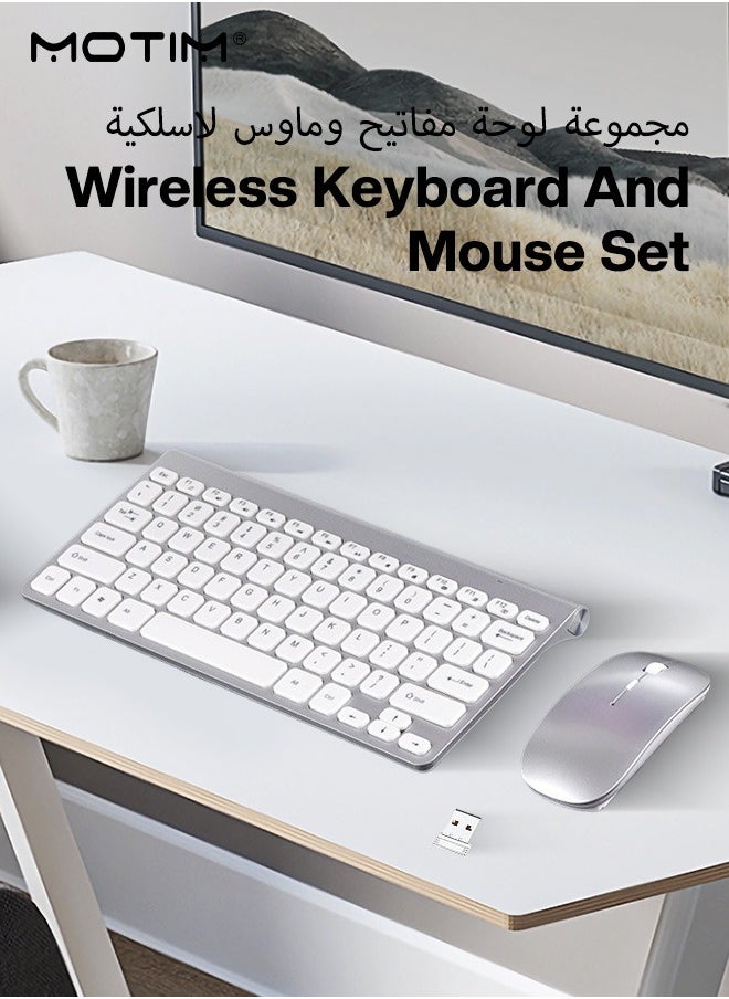 Motim - Slim Wireless Keyboard and Mouse Combo, 2.4G Wireless Keyboard 1200 DPI Mouse, Silent Mute Keyboard Set, Smart Power Saving Design, Optimized Keys - Image 1