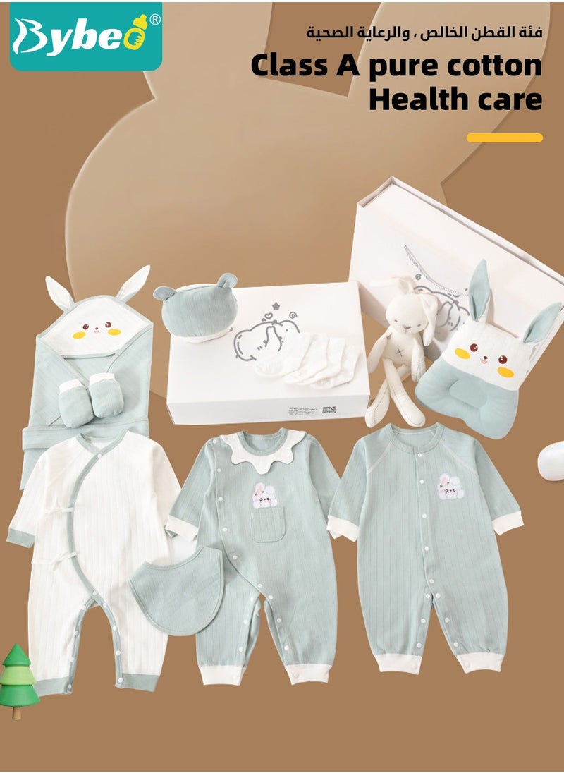 Bybeo - 19PCS Newborn Baby Gift Set, Newborn Layette Gift Set for Boys and Girls, Babies Essential Clothes Accessories with Baby Blanket, 100% Premium Cotton,  for Spring Summer Autumn Winter Four Seasons - Image 1