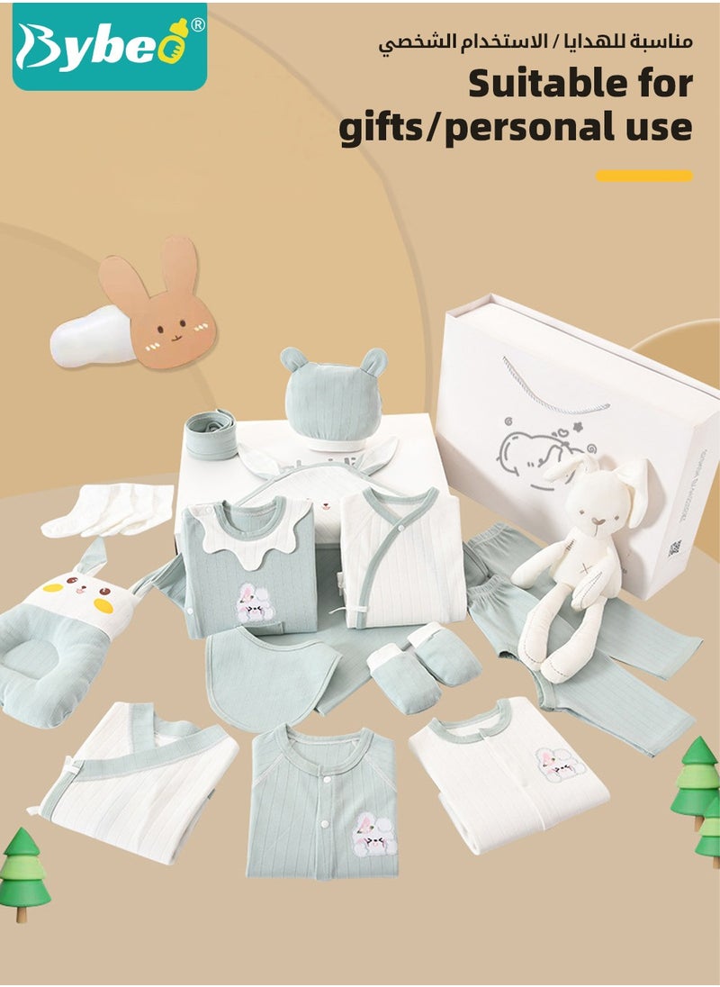 Bybeo - 19PCS Newborn Baby Gift Set, Newborn Layette Gift Set for Boys and Girls, Babies Essential Clothes Accessories with Baby Blanket, 100% Premium Cotton,  for Spring Summer Autumn Winter Four Seasons - Image 1