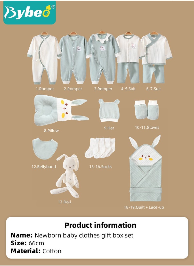 Bybeo - 19PCS Newborn Baby Gift Set, Newborn Layette Gift Set for Boys and Girls, Babies Essential Clothes Accessories with Baby Blanket, 100% Premium Cotton,  for Spring Summer Autumn Winter Four Seasons - Image 1