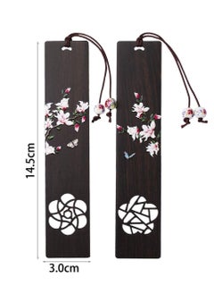 KASTWAVE Handmade Wooden Bookmarks, 2 Pieces Gift Boxed Hollowed out Mahogany Orchid Bookmark Book Marker Card Reading Pause Tassel Card a Beautiful Gift for Teachers  - Image 5