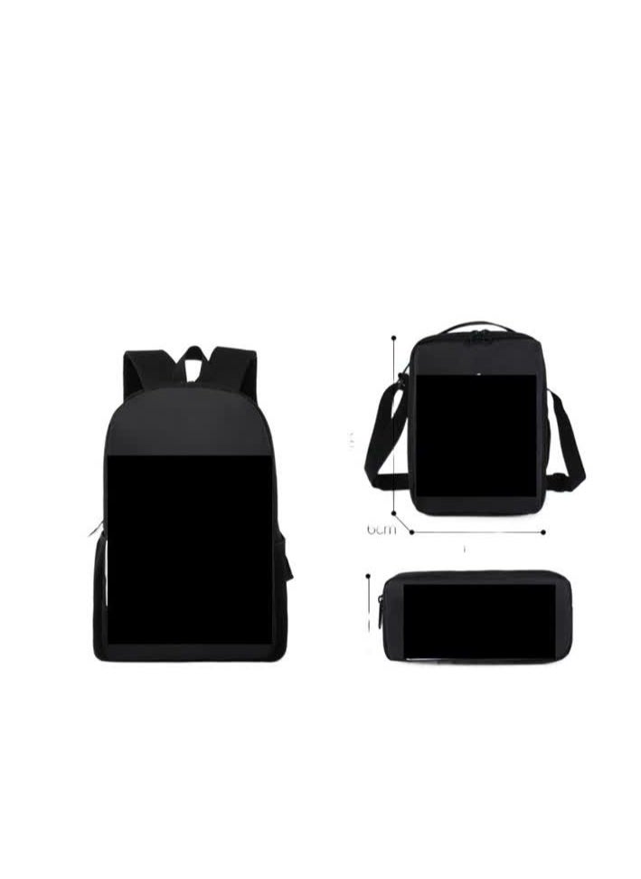 Generic - Cross-border supply football star Messi printed backpack three-piece children's schoolbag primary school student cartoon backpack,B-style - 17 inches - Messi - Image 1