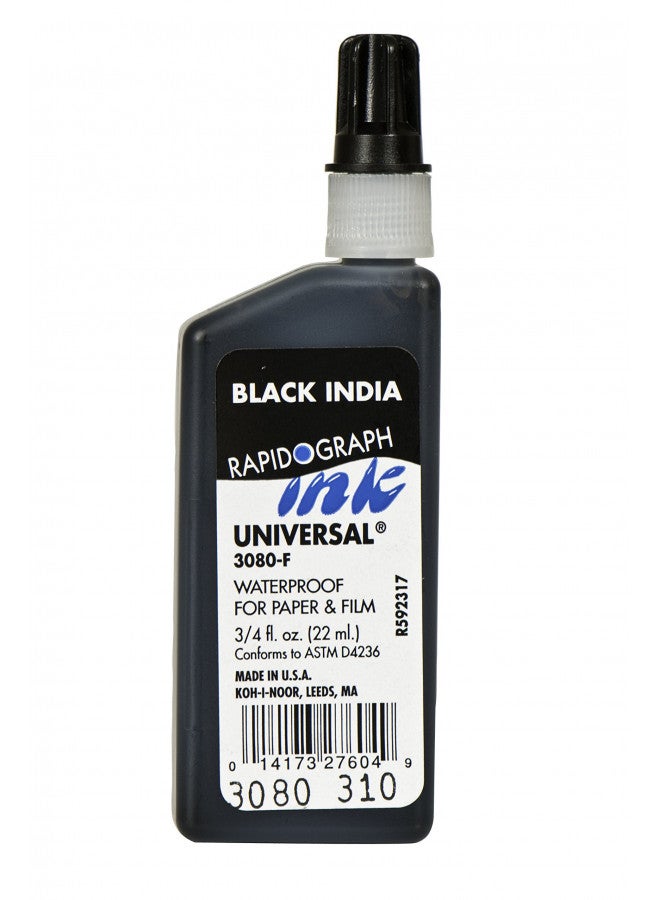 Koh-I-Noor Dye-Based Universal Drawing Ink 0.75 Oz. Bottle, Black - Image 1
