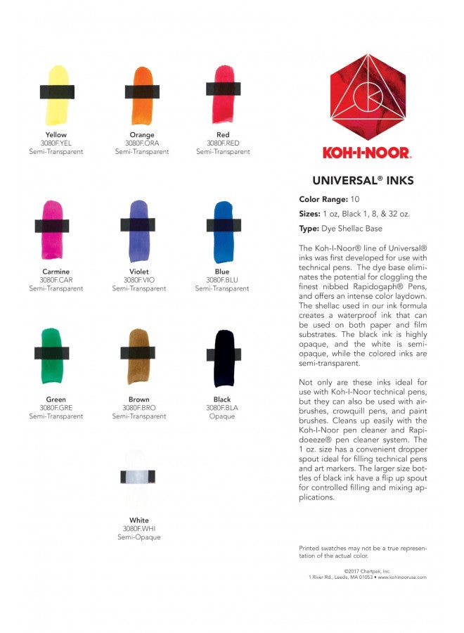 Koh-I-Noor Dye-Based Universal Drawing Ink 0.75 Oz. Bottle, Black - Image 3