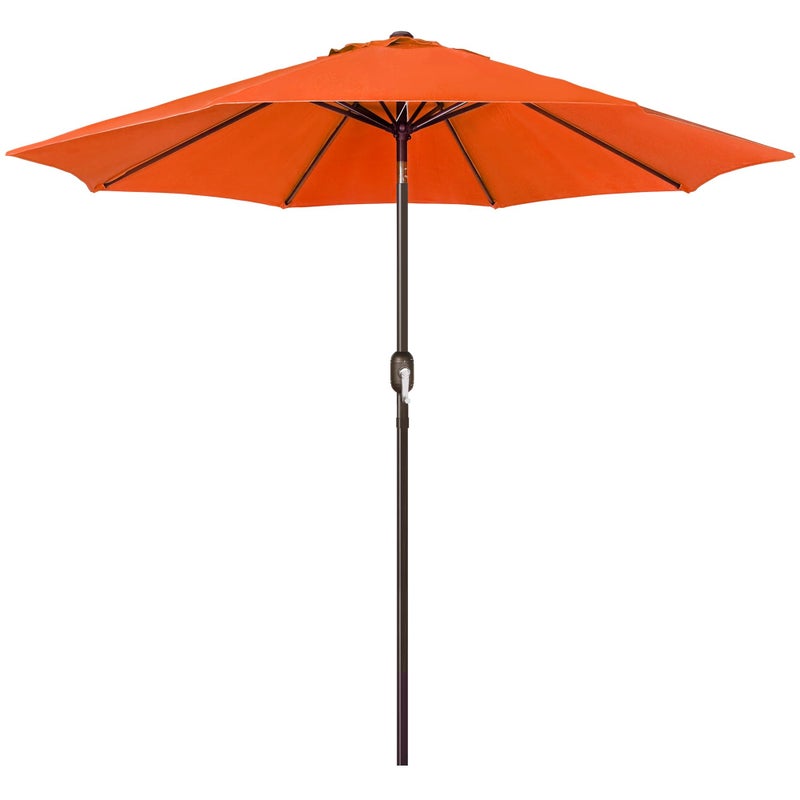 Blissun 9' Outdoor Patio Umbrella, Outdoor Table Umbrella, Yard Umbrella, Market Umbrella with 8 Sturdy Ribs, Push Button Tilt and Crank (Orange) - Image 1