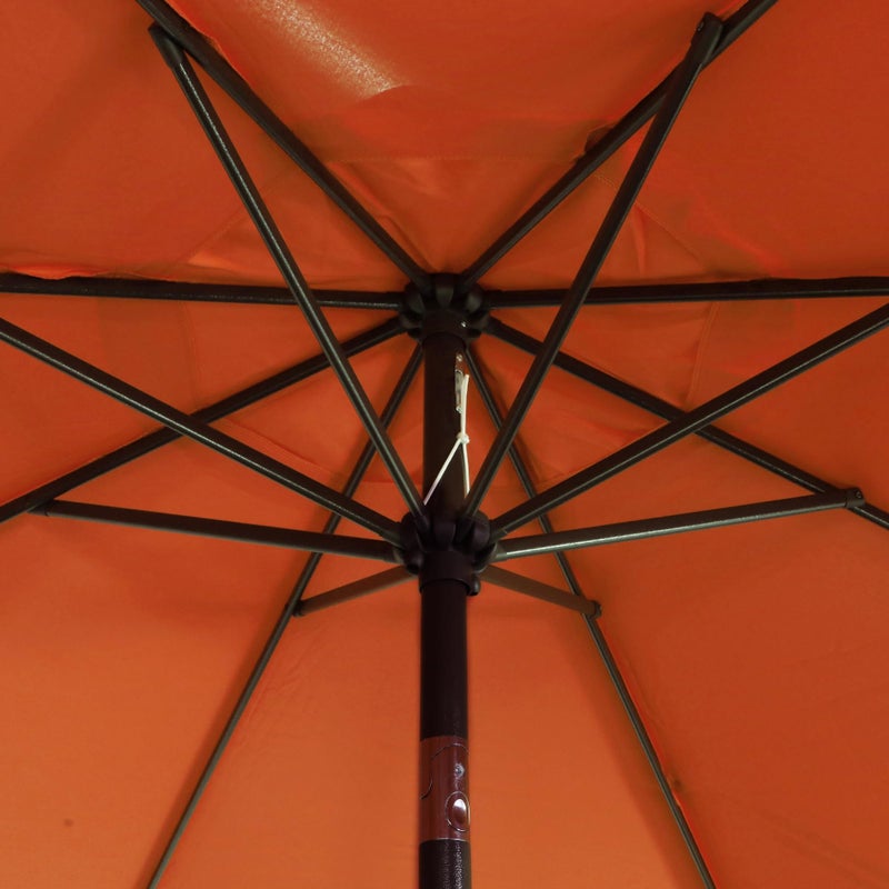 Blissun 9' Outdoor Patio Umbrella, Outdoor Table Umbrella, Yard Umbrella, Market Umbrella with 8 Sturdy Ribs, Push Button Tilt and Crank (Orange) - Image 3